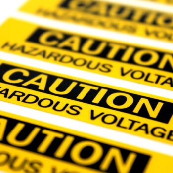 example of a hazard labels showing a caution warning