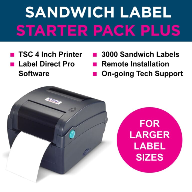 sandwich label starter pack plus, printer, labels and software