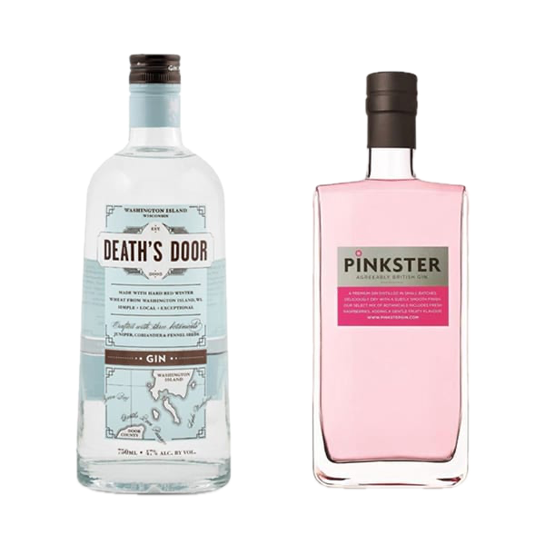 gin labels on gin bottles