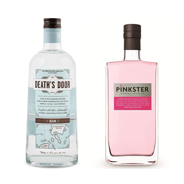 gin labels on gin bottles