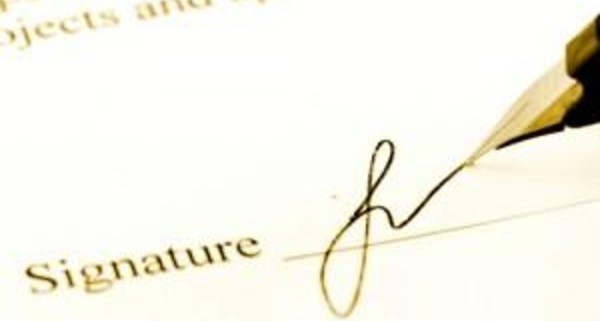 metaphorical label to show agreement with a signature
