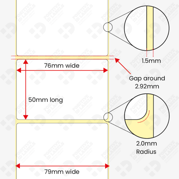 76x50mm direct thermal labels for desktop printers - detailed specification