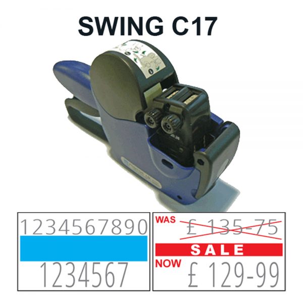 Swing C17 2 line label gun with example 2616 labels