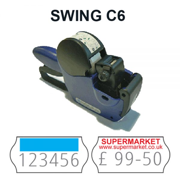 Swing C6 label gun with example output labels