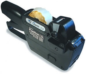 Image of complete digits being printed on price gun labels