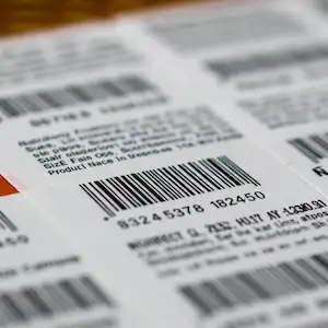 Image of labels showing printed information 